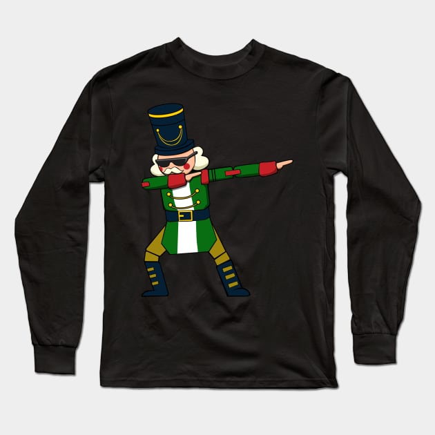 Christmas Soldier Dabbing Nutcracker Long Sleeve T-Shirt by MGO Design